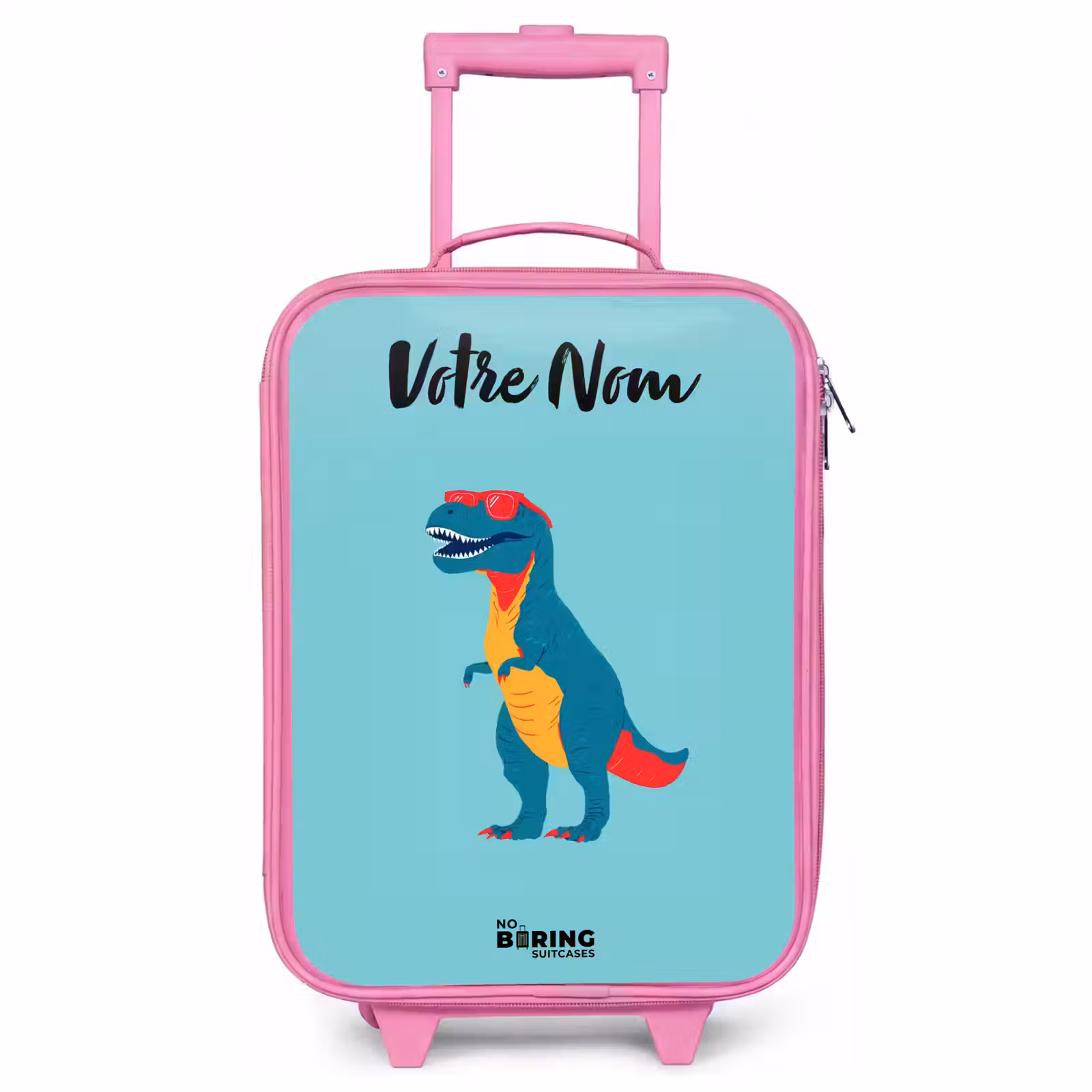 Valise enfant avec nom - Rose - Dino - Animal - Lunettes de soleil — 1