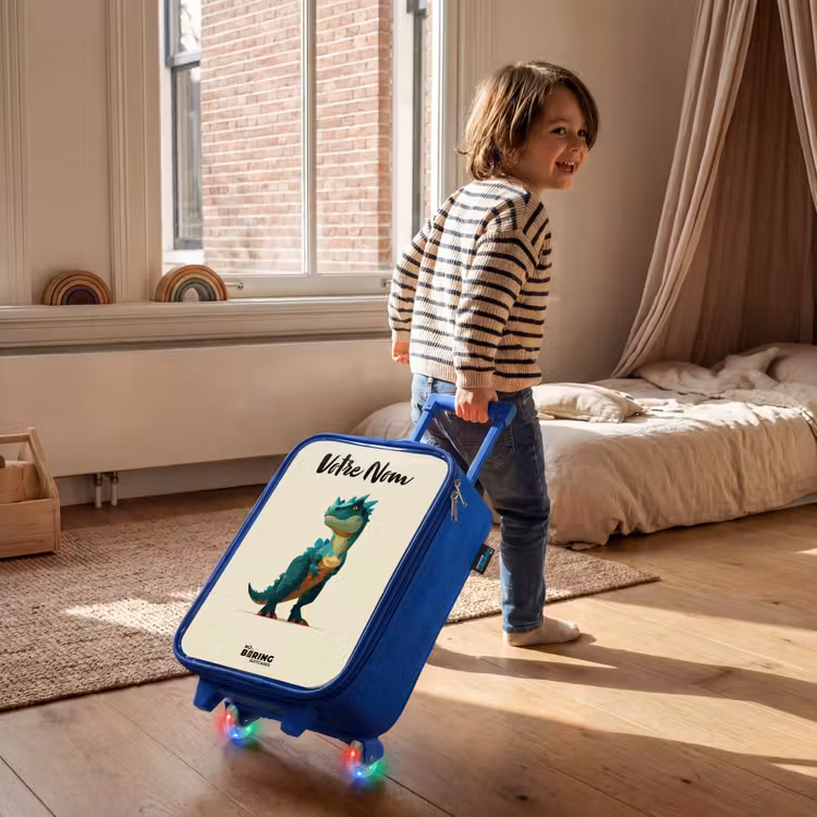 Valise enfant avec nom - Bleu - Dino - Animal - Vert — 2