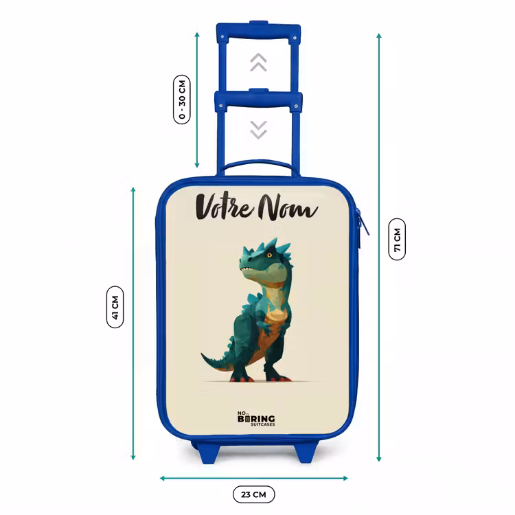Valise enfant avec nom - Bleu - Dino - Animal - Vert — 6