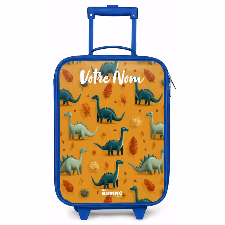 Valise enfant avec nom - Bleu - Dino - Animaux - Motif — 1