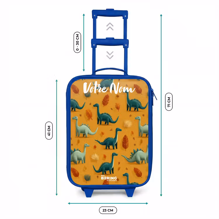 Valise enfant avec nom - Bleu - Dino - Animaux - Motif — 6