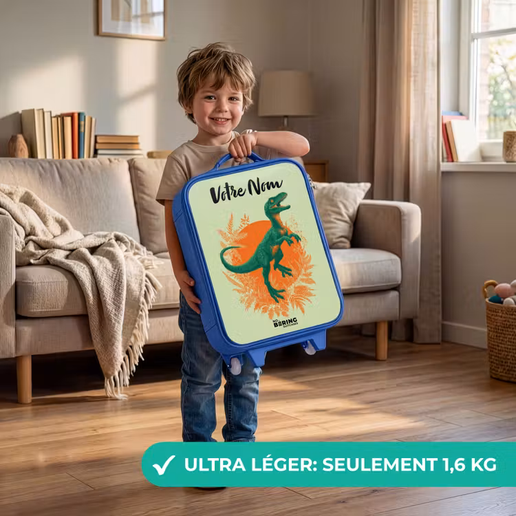 Valise enfant avec nom - Bleu - Dino - Nature - Vert — 3