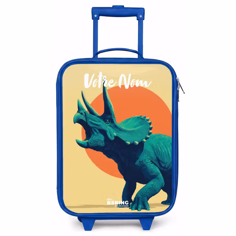 Valise enfant avec nom - Bleu - Dino - Triceratops - Animal — 1