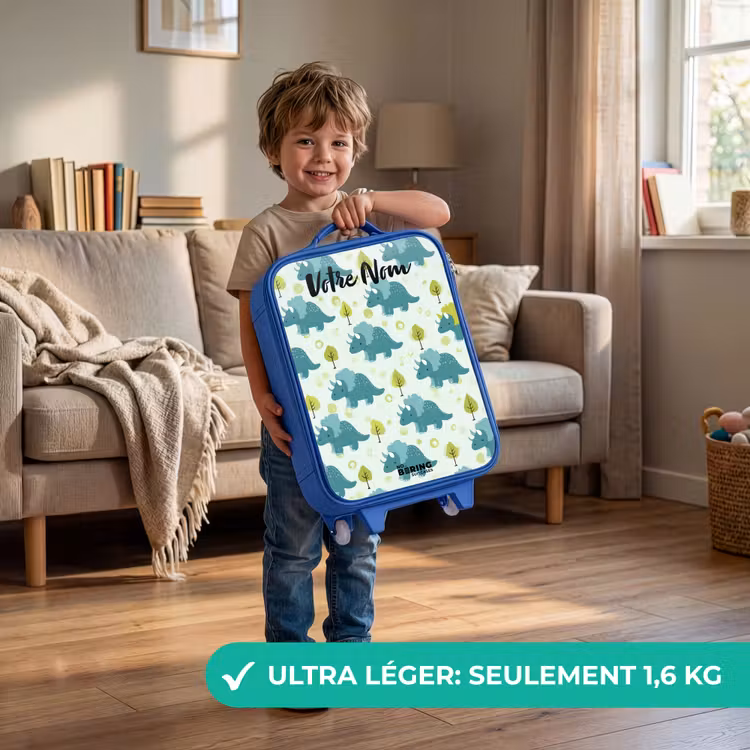 Valise enfant avec nom - Bleu - Dinos - Motif - Nature — 3