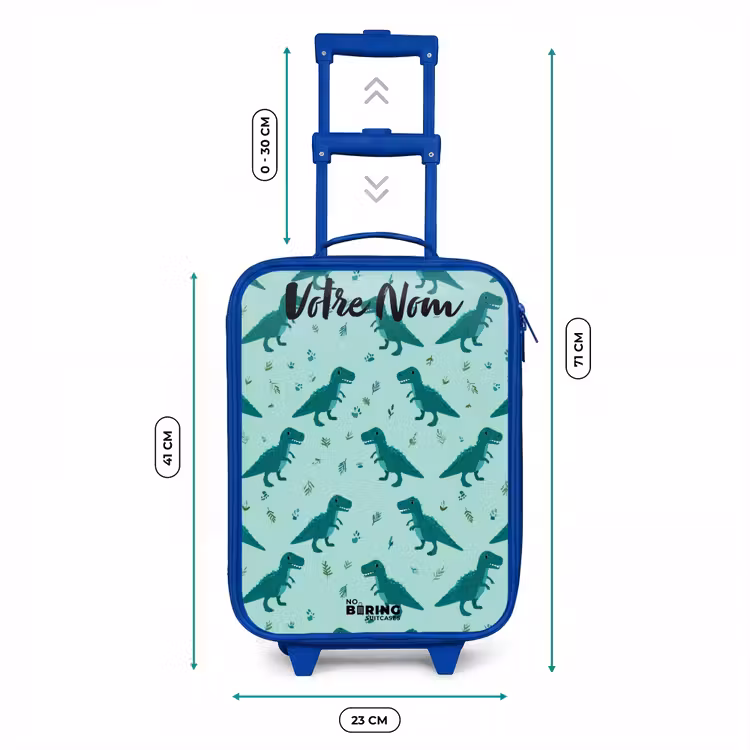 Valise enfant avec nom - Bleu - Dinos - Motif - Vert — 6