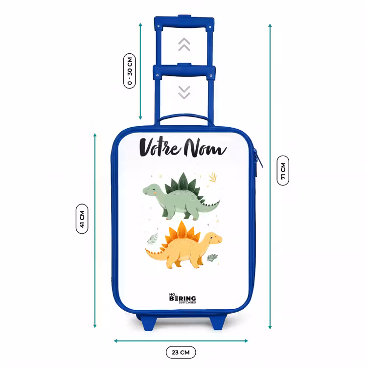 Valise enfant avec nom - Bleu - Dinosaures - Animaux - Vert - Orange — 6