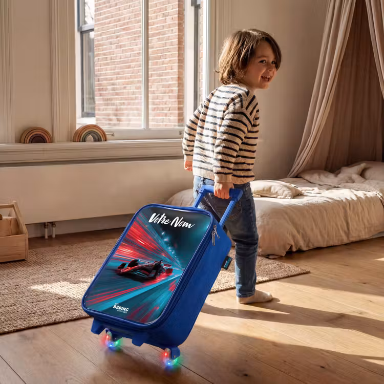 Valise enfant avec nom - Bleu - Formule 1 - Voiture de course - Rouge - Néons — 2