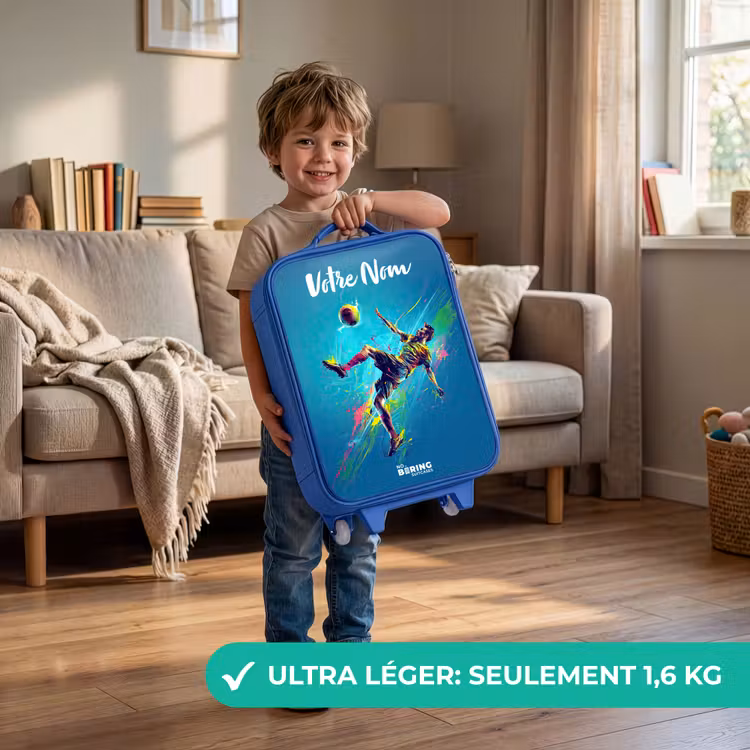 Valise enfant avec nom - Bleu - Néon - Football - Coup de pied - Coloré — 3
