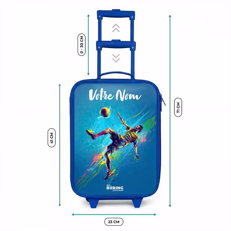 Valise enfant avec nom - Bleu - Néon - Football - Coup de pied - Coloré — 6