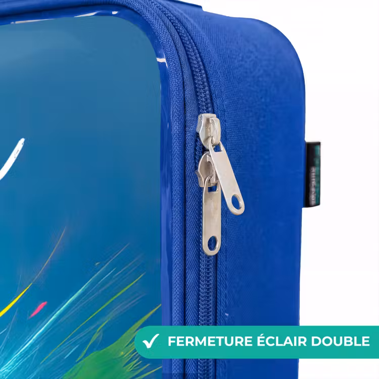 Valise enfant avec nom - Bleu - Néon - Football - Coup de pied - Coloré — 7