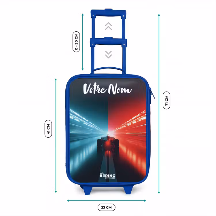 Valise enfant avec nom - Bleu - Voiture de course - Eclairage - Néon - Rouge — 6