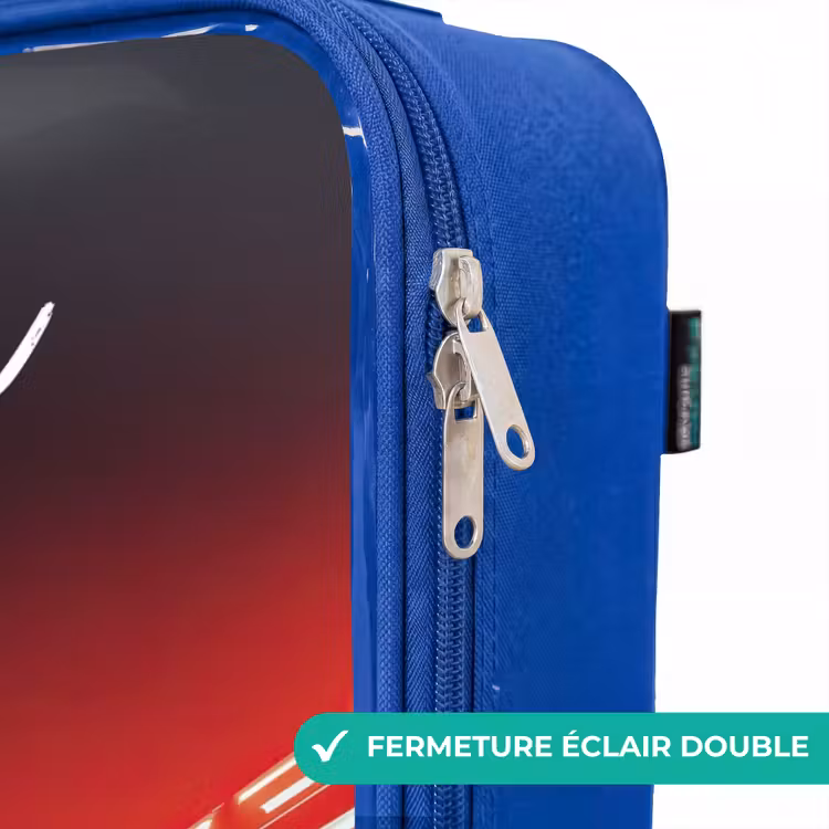 Valise enfant avec nom - Bleu - Voiture de course - Eclairage - Néon - Rouge — 7