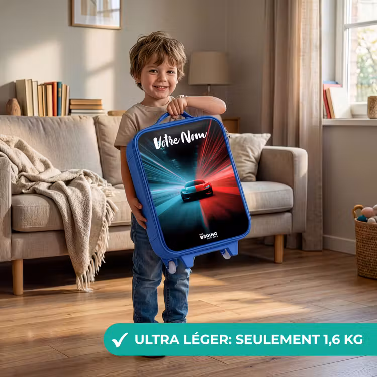 Valise enfant avec nom - Bleu - Voiture de sport - Bleu - Néon - Ville — 3