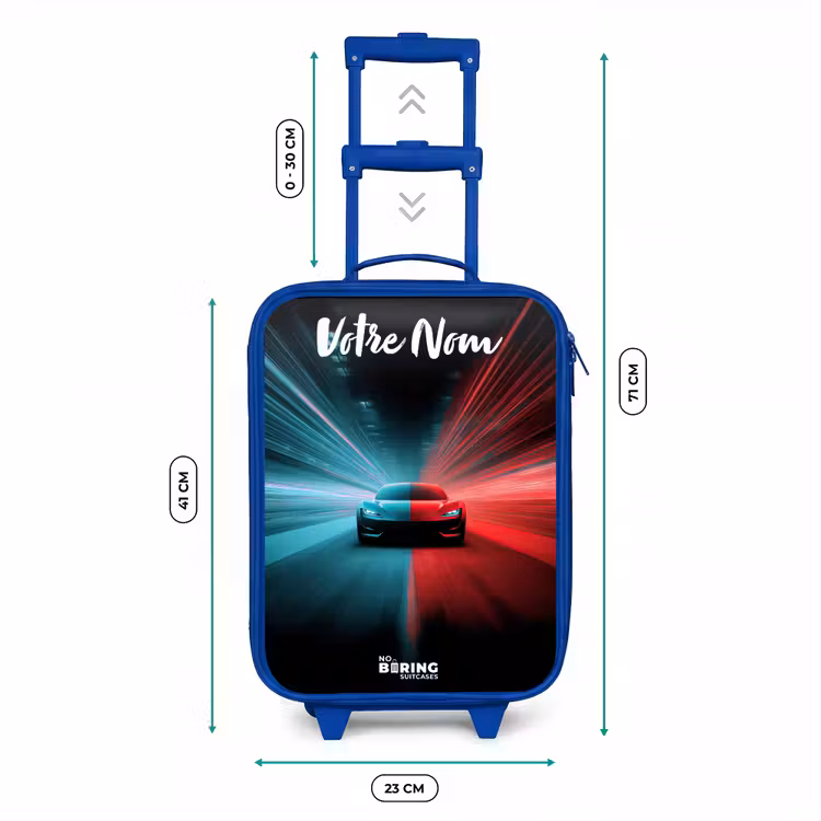 Valise enfant avec nom - Bleu - Voiture de sport - Bleu - Néon - Ville — 6