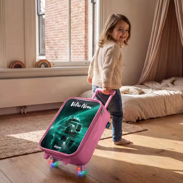 Valise enfant avec nom - Rose - Camion - Ville - Vert - Néon — 2