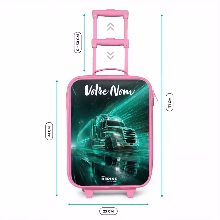 Valise enfant avec nom - Rose - Camion - Ville - Vert - Néon — 6
