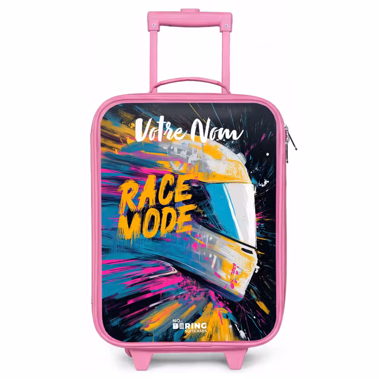 Valise enfant avec nom - Rose - Casque de course - Abstrait - Peinture - Coloré — 1