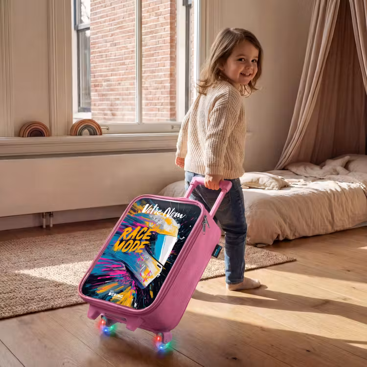 Valise enfant avec nom - Rose - Casque de course - Abstrait - Peinture - Coloré — 2