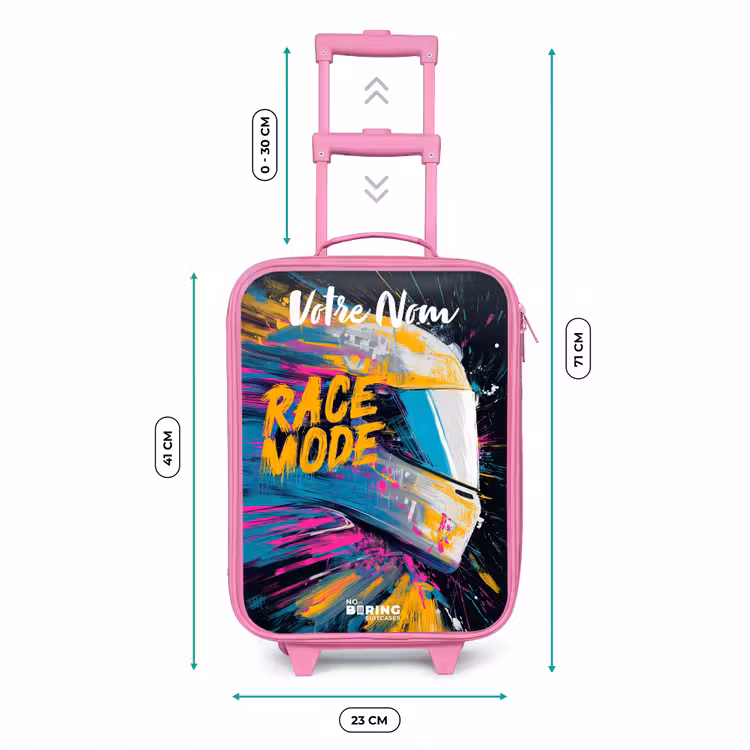 Valise enfant avec nom - Rose - Casque de course - Abstrait - Peinture - Coloré — 6