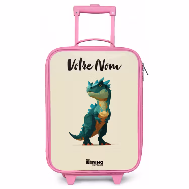 Valise enfant avec nom - Rose - Dino - Animal - Vert — 1