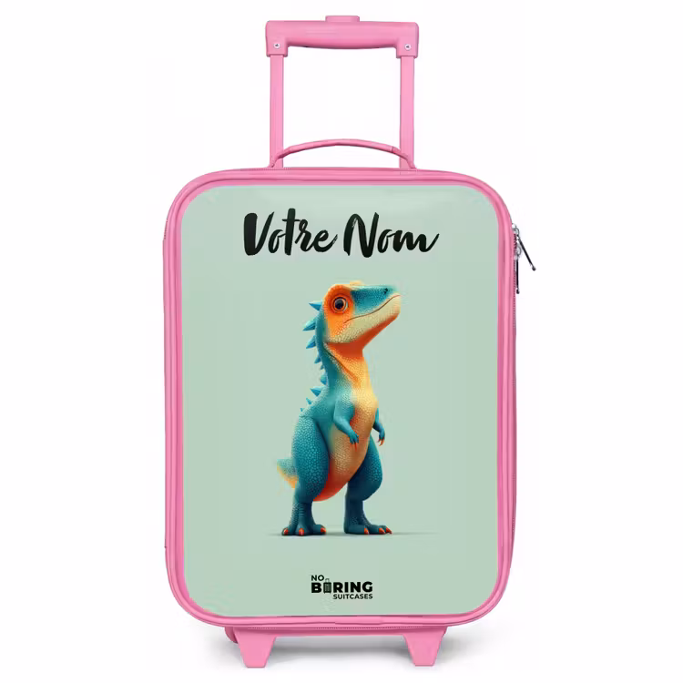 Valise enfant avec nom - Rose - Dino - Animal - Vert - Orange — 1