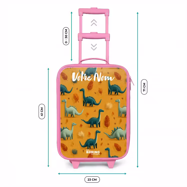Valise enfant avec nom - Rose - Dino - Animaux - Motif — 6