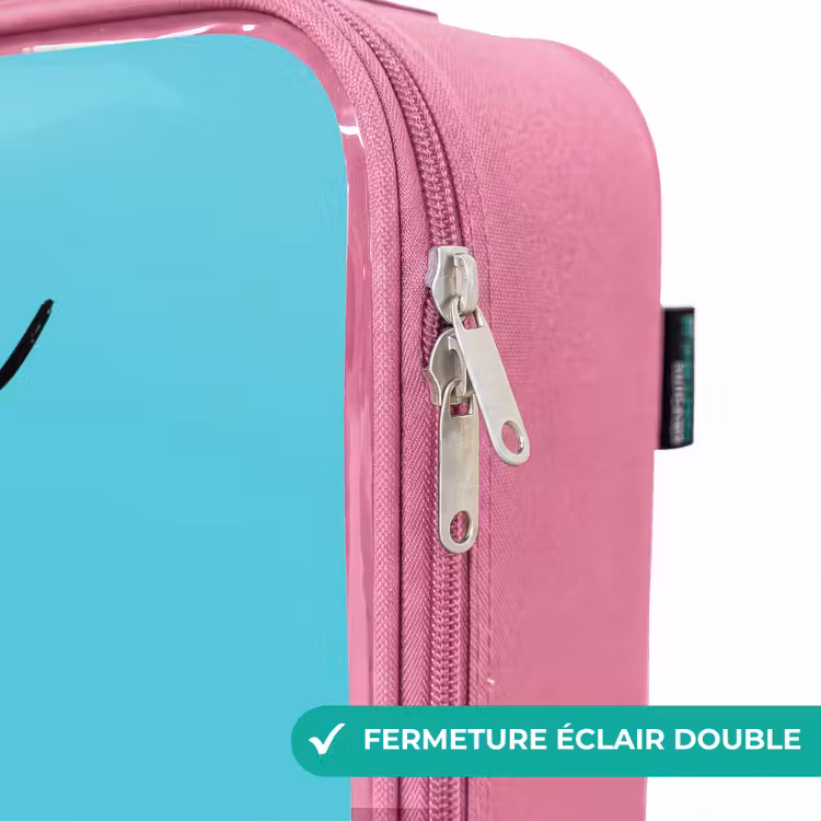 Valise enfant avec nom - Rose - Dino - Lunettes de soleil - Bleu — 7