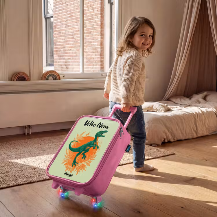 Valise enfant avec nom - Rose - Dino - Nature - Vert — 2