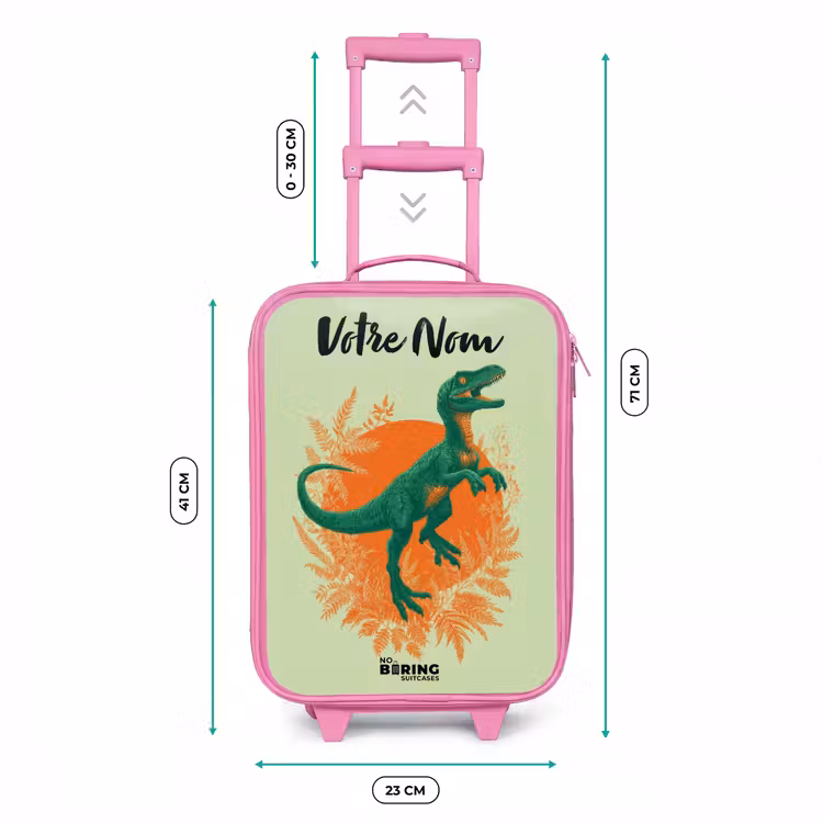 Valise enfant avec nom - Rose - Dino - Nature - Vert — 6