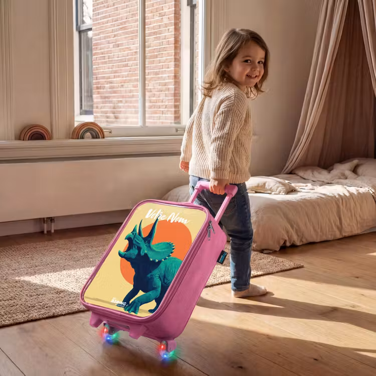 Valise enfant avec nom - Rose - Dino - Triceratops - Animal — 2