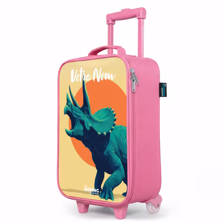 Valise enfant avec nom - Rose - Dino - Triceratops - Animal — 8