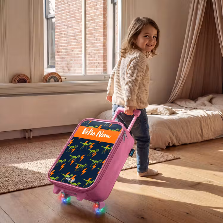 Valise enfant avec nom - Rose - Dinos - Foudre - Animaux - Bleu — 2