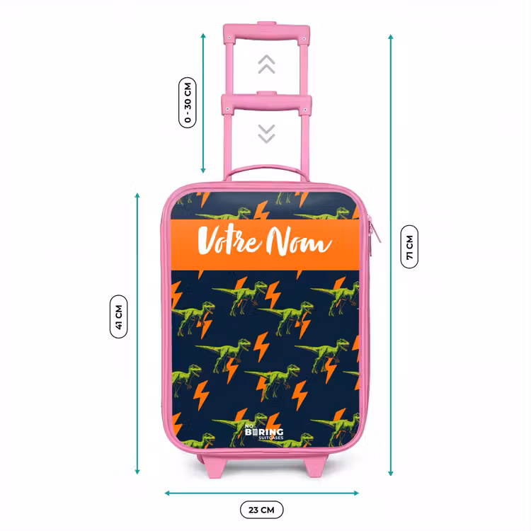 Valise enfant avec nom - Rose - Dinos - Foudre - Animaux - Bleu — 6