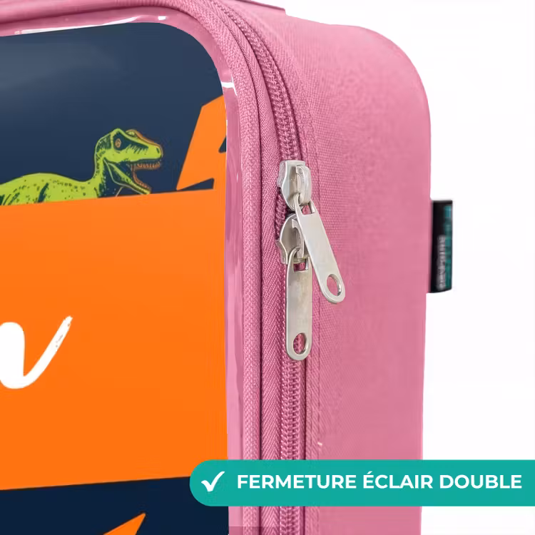 Valise enfant avec nom - Rose - Dinos - Foudre - Animaux - Bleu — 7
