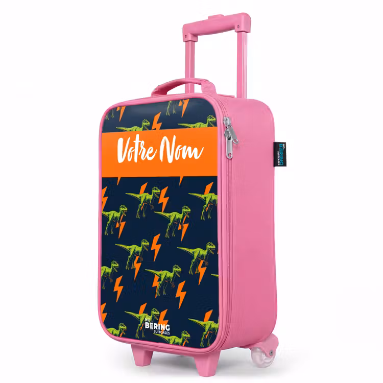 Valise enfant avec nom - Rose - Dinos - Foudre - Animaux - Bleu — 8