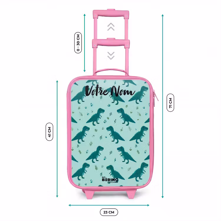 Valise enfant avec nom - Rose - Dinos - Motif - Vert — 6