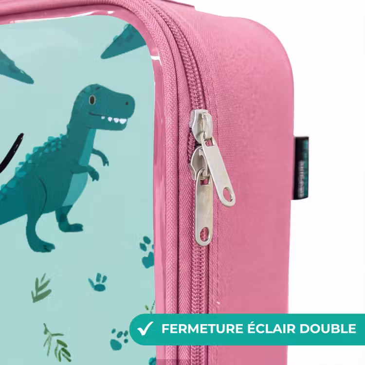 Valise enfant avec nom - Rose - Dinos - Motif - Vert — 7