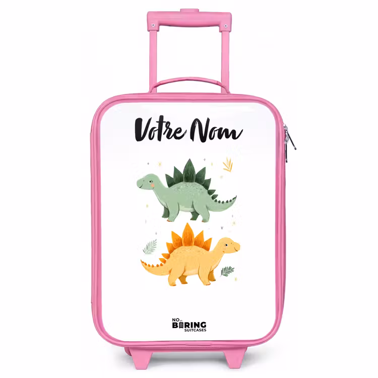 Valise enfant avec nom - Rose - Dinosaures - Animaux - Vert - Orange — 1