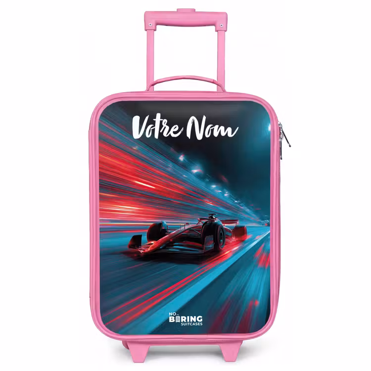 Valise enfant avec nom - Rose - Formule 1 - Voiture de course - Rouge - Néons — 1