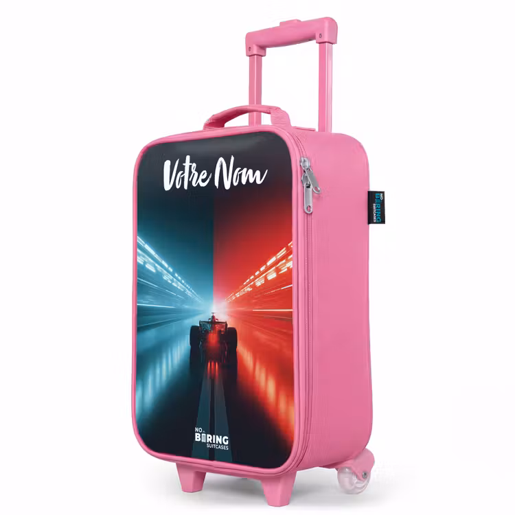 Valise enfant avec nom - Rose - Voiture de course - Eclairage - Néon - Rouge — 8