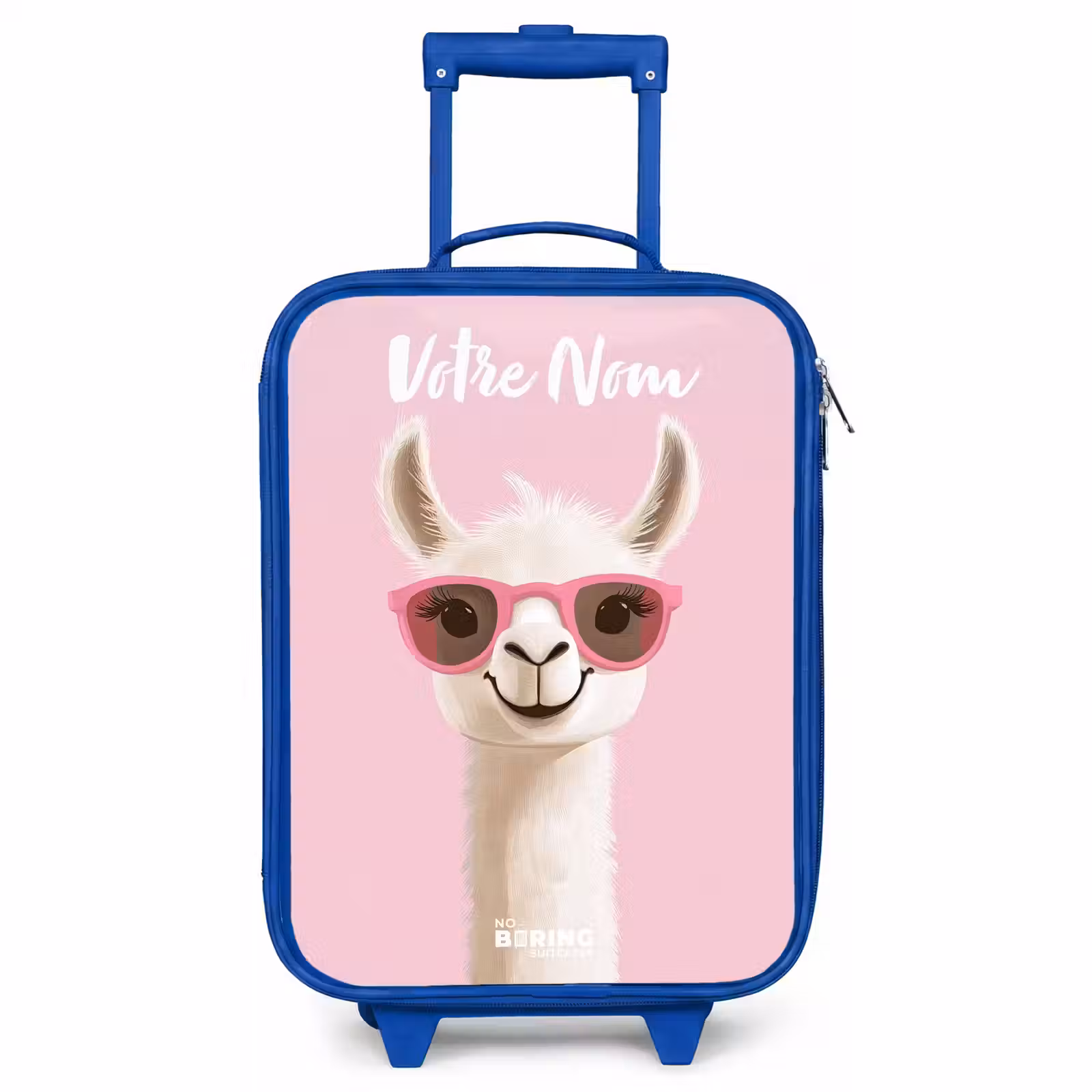 Valise enfant avec nom - Bleu - Llama - Blanc - Lunettes de soleil - Cils — 1