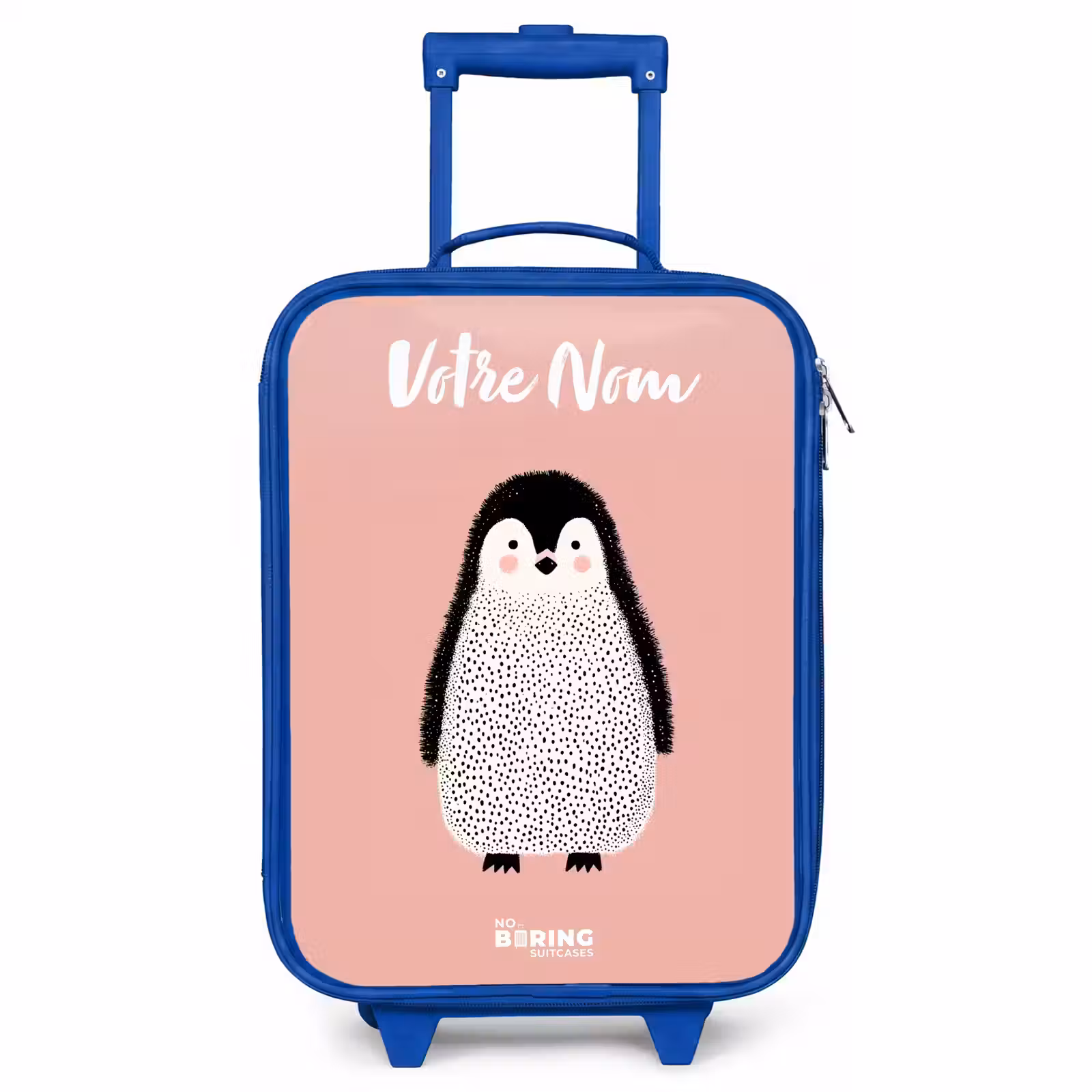 Valise enfant avec nom - Bleu - Pingouin - Points - Rose - Minimaliste — 1