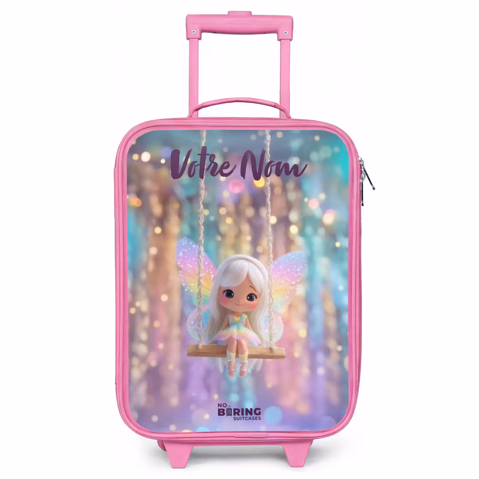 Valise enfant avec nom - Rose - Fée - Elfe - Arc-en-ciel — 1