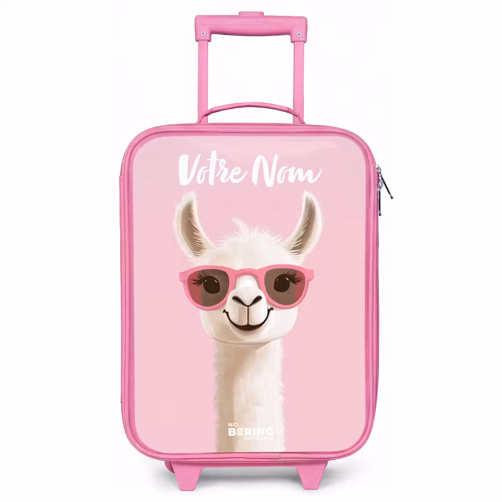 Valise enfant avec nom - Rose - Llama - Blanc - Lunettes de soleil - Cils — 1