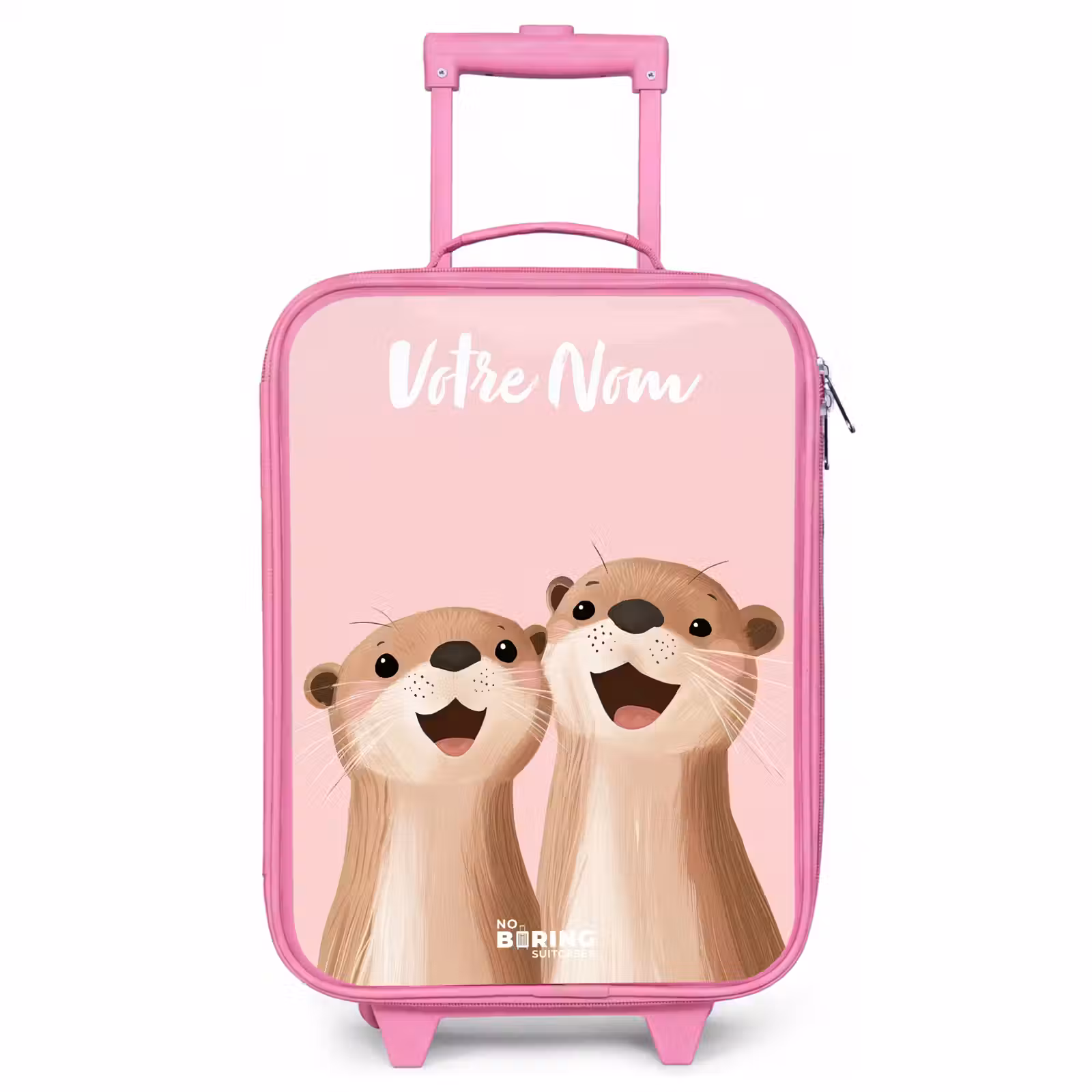 Valise enfant avec nom - Rose - Sourire - Loutre - Rose - Illustration — 1