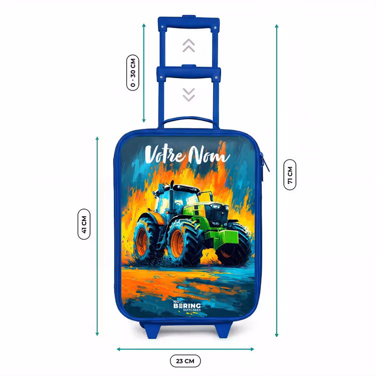 Valise enfant avec nom - Bleu - Abstrait - Tracteur - Vert — 6