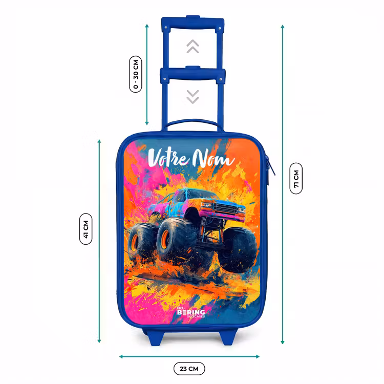 Valise enfant avec nom - Bleu - Camion monstre - Abstrait - Éclaboussures de peinture - Coloré — 6