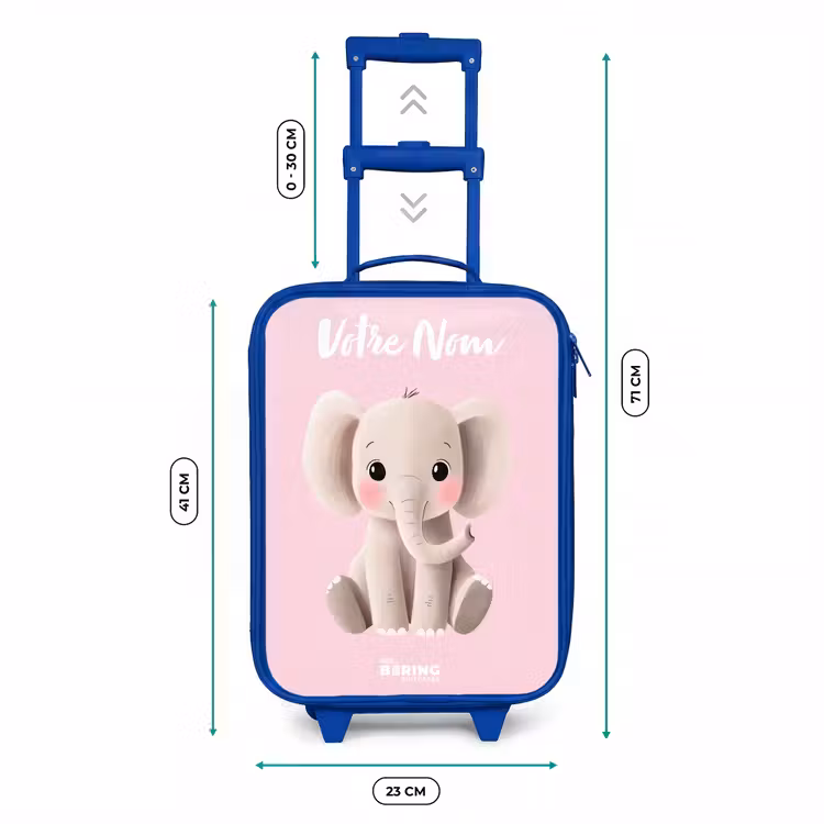 Valise enfant avec nom - Bleu - Eléphant - Gris - Bébé - Tronc — 6