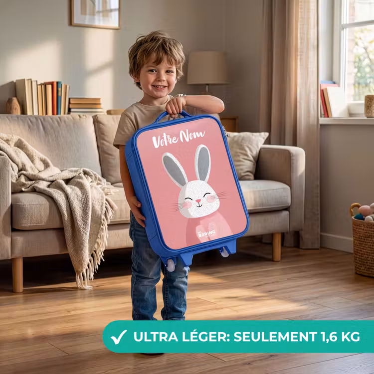 Valise enfant avec nom - Bleu - Lapin - Blush - Pois - Rose — 3
