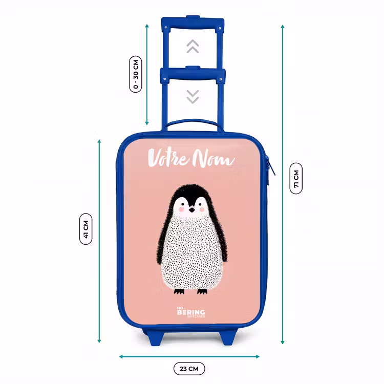 Valise enfant avec nom - Bleu - Pingouin - Points - Rose - Minimaliste — 6